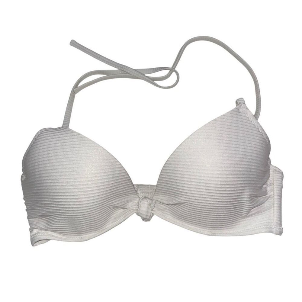 Shade & Shore Textured White Ribbed Bikini Top - Size 34B‎